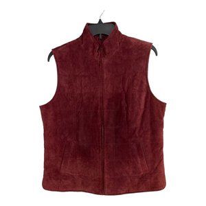Orvis Womens Jacket Size Medium Maroonish Color Vest Zipper up Suede Leather